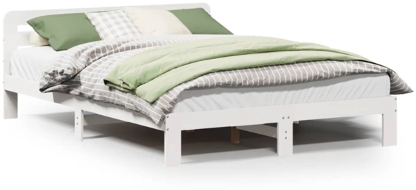 vidaXL Massivholzbett ohne Matratze Weiß 160x200 Kiefernholz 855556