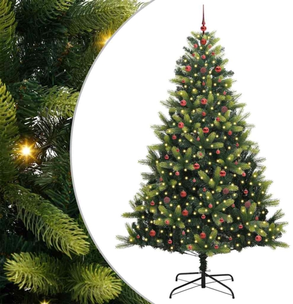 vidaXL Künstlicher Klapp-Weihnachtsbaum mit 300 LEDs Grün 240 cm 3396009