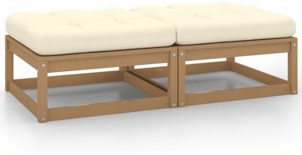 vidaXL Garten-Fußhocker mit Kissen 2 Stk. Honigbraun Massivholz Kiefer 805743