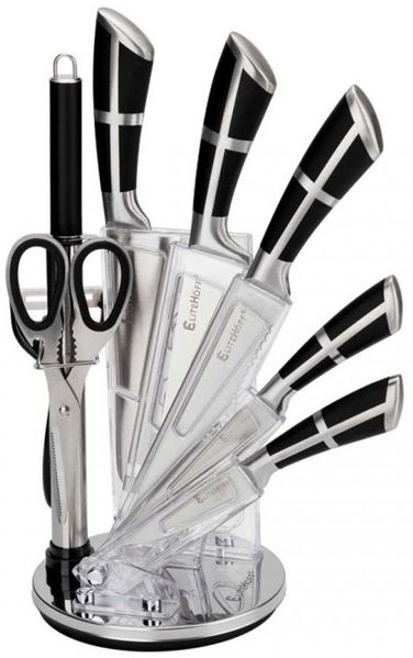 Elitehoff Elitehoff 9-teiliges Küchenmesserset im Ständer mit Schärfer und Schere E6262