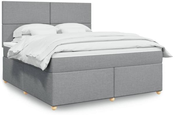 vidaXL Boxspringbett mit Matratze Hellgrau 180x200 cm Stoff 3291352