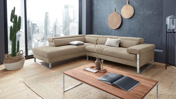 W.SCHILLIG Ecksofa finn, toller Sitzkomfort, L-Form, hochwertige Verarbeitungsdetails, German Design Award 2016, Fußgestell Chrom glänzend, Breite 281 cm