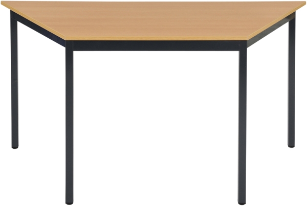 Bisley Mehrzwecktisch, Trapez, Gestell aus Stahl, 30 x 30 mm, pulverbeschichtet, Farbe: 333 schwarz; Tischplatte 19 mm, melaminharzbeschichtet, hochabriebsfest, Dekor: BC buche; Maße: H 740 x B 1200 x T 600 mm