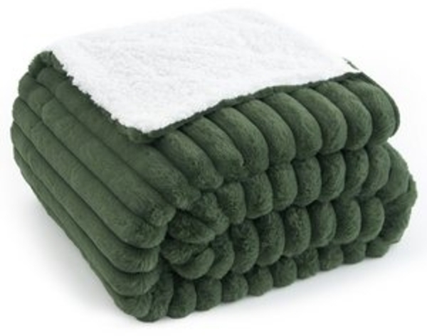 Wohndecke Kuscheldecke 150x200 weiß, Fleecedecke weich, Topfinel, dicke Decke, Wolldecke Sofadecke, luxuriös gestreift Muster Bild 6