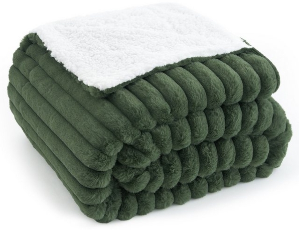 Wohndecke Kuscheldecke 150x200 weiß, Fleecedecke weich, Topfinel, dicke Decke, Wolldecke Sofadecke, luxuriös gestreift Muster Bild 4