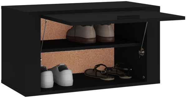 vidaXL Wand-Schuhschrank Schwarz 70x35x38 cm Holzwerkstoff 821013 Bild 4