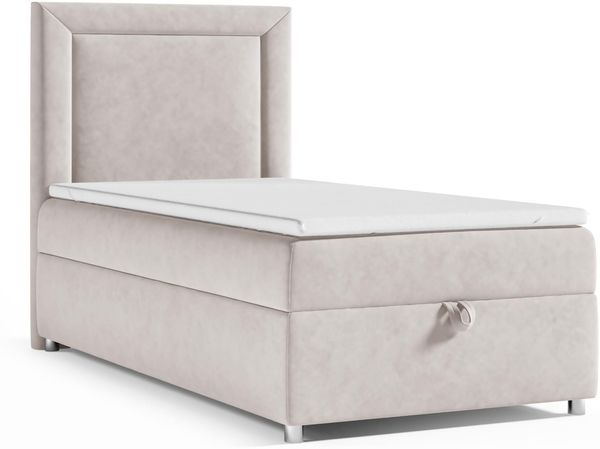 Best For Home Trinity K3 Einzel-Boxspringbett mit Bonnell-Federkern, Matratze, Topper und Bettkasten. Gepolstertes Bett mit Stauraum.