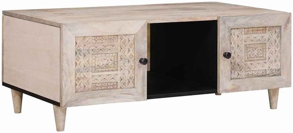vidaXL Couchtisch mit Regal Beige 100 x 54 x 40 cm Massivholz Akazie 4018128