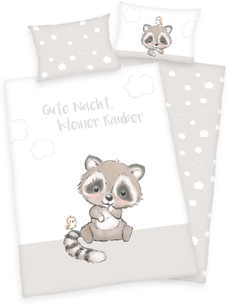 Herding Baby „KLEINER RÄUBER“ – Bettwäsche mit Wendemotiv, 100% Baumwolle, 100x135 cm+40x60 cm