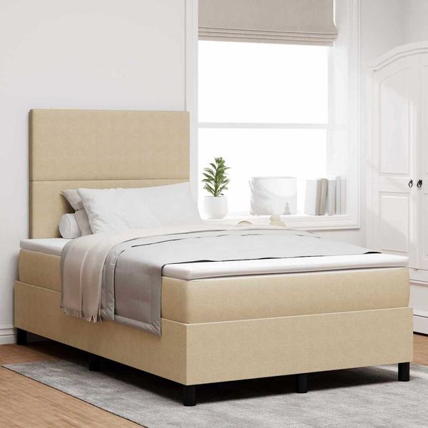 vidaXL Boxspringbett Hellgrau und Weiß 120 x 190 cm Cordstoff 3337550