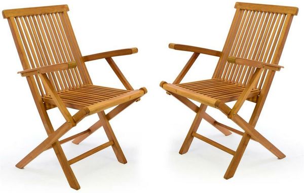 VCM Gartenstuhl 2er Gartenstuhl Hochlehner Klappstuhl Holz Teak