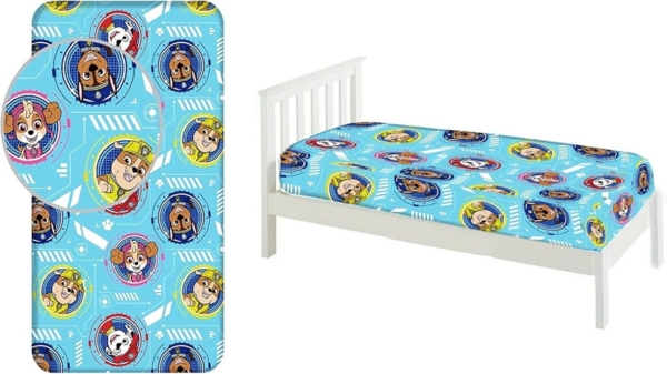 BrandMac Spannbettlaken Paw Patrol Spannbettlaken, 90 x 200 cm, für Einzelbett, 100% Baumwolle