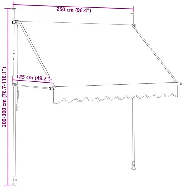 vidaXL Einziehbare Markise Handbetrieben 250 cm Cremeweiß 143695 Bild 8