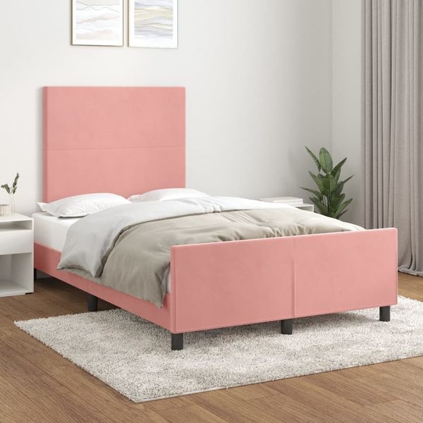 vidaXL Bettgestell ohne Matratze Rosa 120x190 cm Samt 3270571