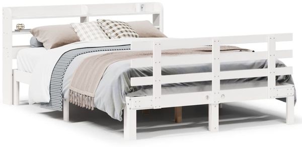 Doppelbett, Bettgestell Modernen mit Kopfteil ohne Matratze Weiß 150x200 cm d1023e