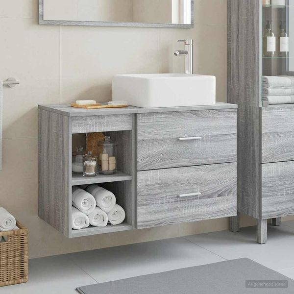 vidaXL Badezimmermöbel-Set 2 pcs Grau Sonoma Holzwerkstoff 3403901