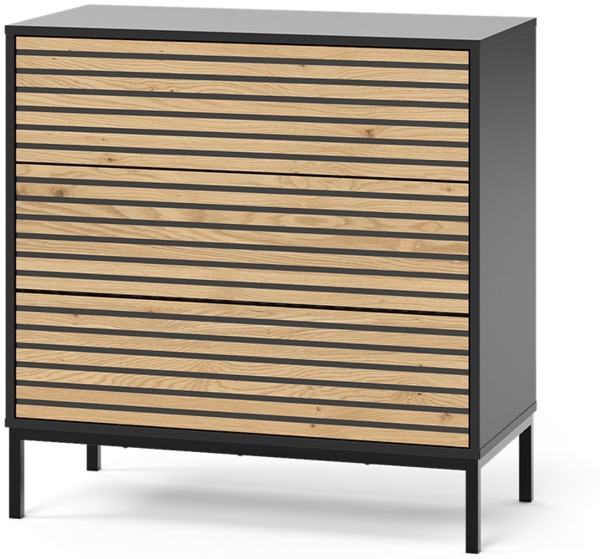 Kommode Eliza Goldkraft Eiche/Anthrazit 80 x 81.2 cm 2 Schubladen Vicco