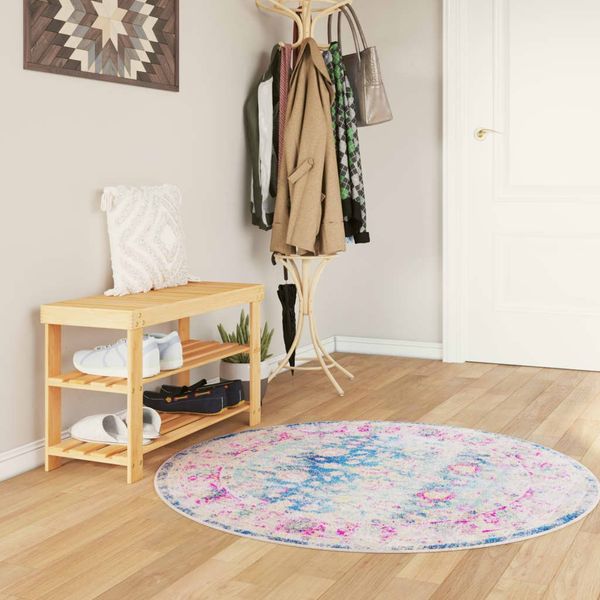 Teppich Wohnzimmer Schlafzimmer Waschbar Mehrfarbig Ø 120 cm