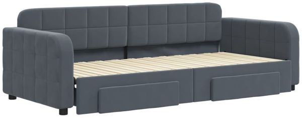 vidaXL Tagesbett Ausziehbar mit Schubladen Dunkelgrau 90x200 cm Samt 3196978 Bild 3