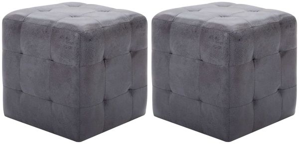 2er-Set Nachttische, Nachtschränke Grau 30x30x30 cm Wildleder-Optik