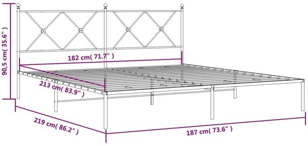 vidaXL Bettgestell mit Kopfteil Metall Schwarz 183x213 cm 376507 Bild 8