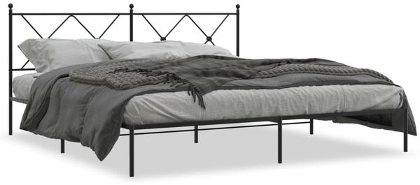 vidaXL Bettgestell mit Kopfteil Metall Schwarz 183x213 cm 376507 Bild 2
