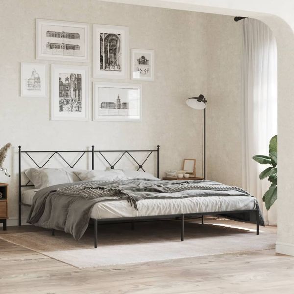 vidaXL Bettgestell mit Kopfteil Metall Schwarz 183x213 cm 376507