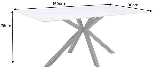 riess-ambiente Esstisch GALAXIE 160cm weiß/schwarz – Keramik, Metallgestell, Marmor-Design (Einzelartikel, 1-St), großer Tisch für bis zu 6 Personen – ideal für Esszimmer & Wohnküchen