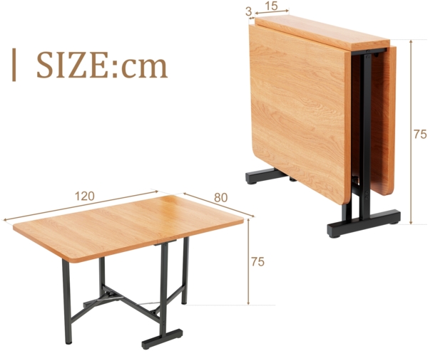 Esstisch klappbar und ausziehbar in Holzoptik, moderner multifunktionaler Esszimmertisch,Küchentisch klappfunktion mit stabiler Legierungsunterstützung Bild 4