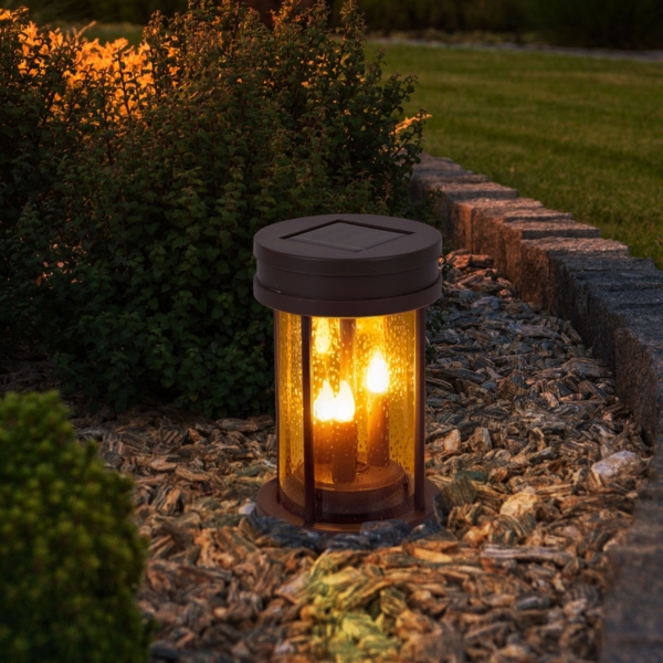 2er Set LED Solarleuchte, Feuer-Effekt, rostfarben, 3in1, 12 cm Bild 9