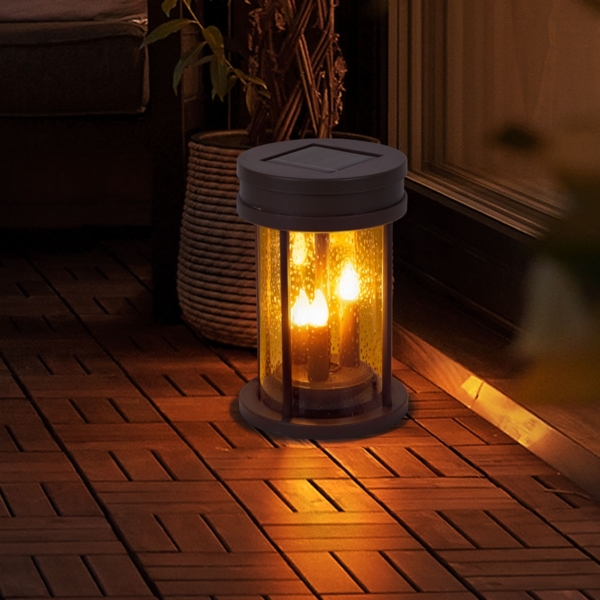 2er Set LED Solarleuchte, Feuer-Effekt, rostfarben, 3in1, 12 cm Bild 6