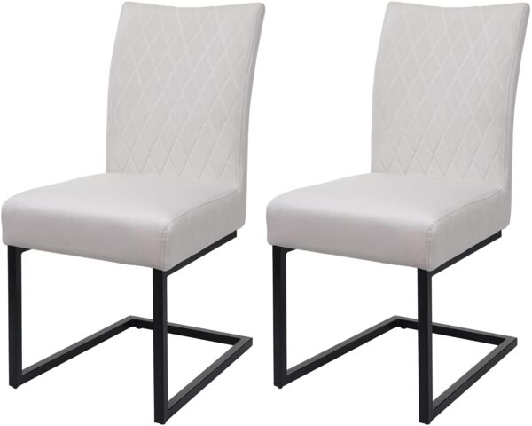 2er-Set Freischwinger HWC-L15, Besucherstuhl Konferenzstuhl Stuhl, Samt Stahl pulverbeschichtet ~ creme-beige