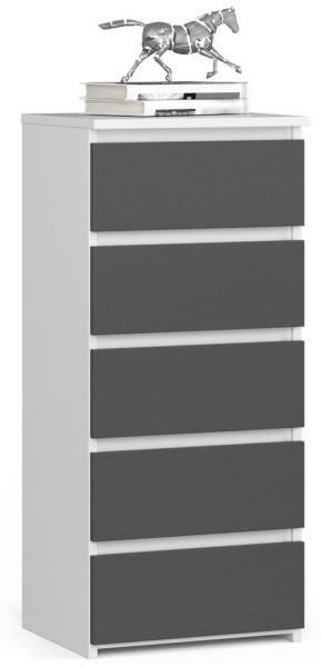 Home Collective Kommode 40 cm breit Holz Highboard Sideboard für Flur Schlafzimmer Wohnzimmer (Mehrzweckschrank Schrank schmal Kommode Schlafzimmer mit Schubladen), Kinderzimmer Organizer, 92 cm hoch mit 5 Schubladen weiß-grau