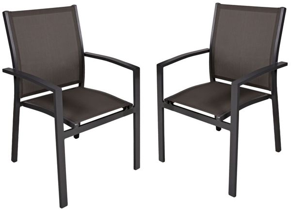 Stapelstuhl Gartenstuhl ELENA 2er Set Aluminium dunkelgrau