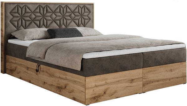 Boxspringbett mit Kopfteil und Topper, Polsterbett - NESSI - 160 x 200 cm - Braun Velvet - H4 - Topper T25 Bild 4