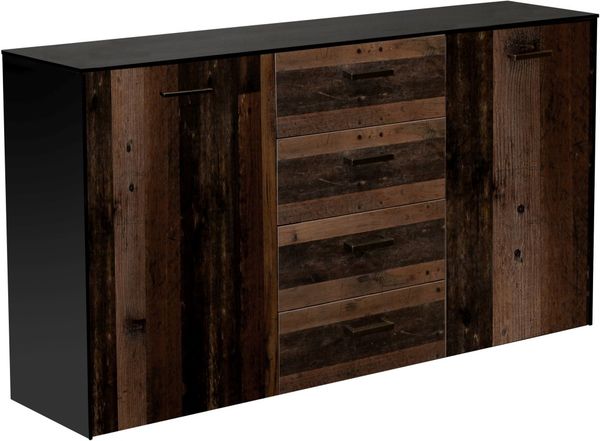 Sideboard 'TEXAS' Schwarzstahl foliert/ Texas Eiche Nb., mit 4 Schubkästen, ca. 177x97 cm