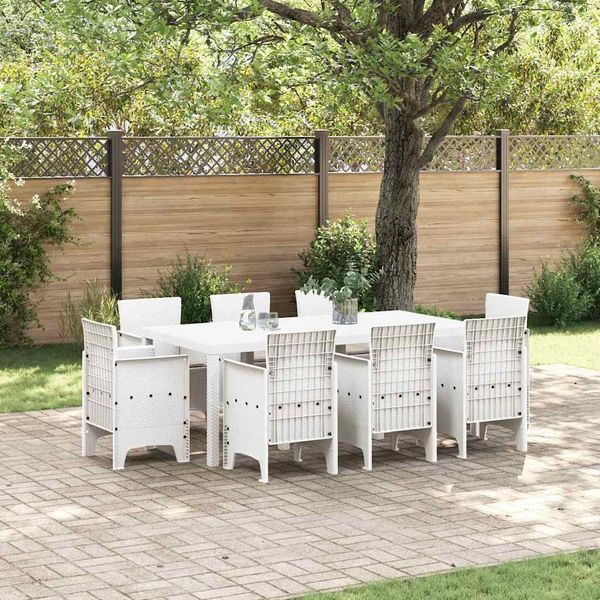 vidaXL Garten Essgruppe 9 pcs Weiß Polypropylen 3378583