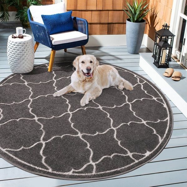 Sanat 'Berlin' Teppich, Höhe: 6 mm, In -und Outdoor geeignet, Grau, 150 cm Rund