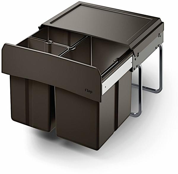 NABER CLAP 3/500-3 Abfallsorter 30 Liter (1x 15 u. 2x 7,5) in Anthrazit ab 50 cm Schrankbreite