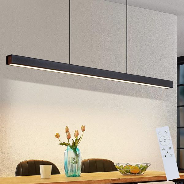 ZMH LED Pendelleuchte Esszimmer Schwarz Linear Dimmbar mit Fernbedienung 108CM 37W Modern CCT