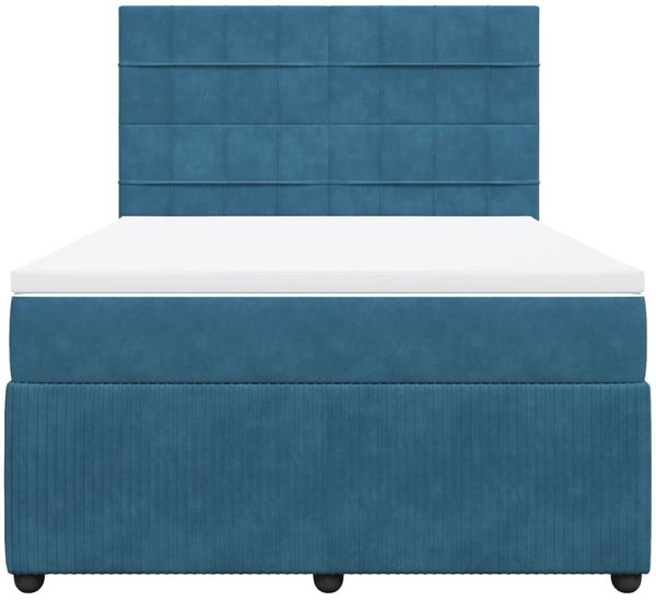 vidaXL Boxspringbett mit Matratze Dunkelblau 140x200 cm Samt 3292362 Bild 4