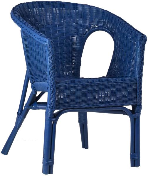 MiaMöbel Rattanstuhl 'Mina' blau Rattan Landhaus