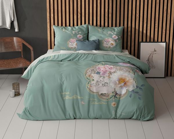 Sitheim-Europe Bettwäsche Bettwäsche Lyra Grün Bettbezug mit Kissenbezug, Mikrofaser, 3 teilig