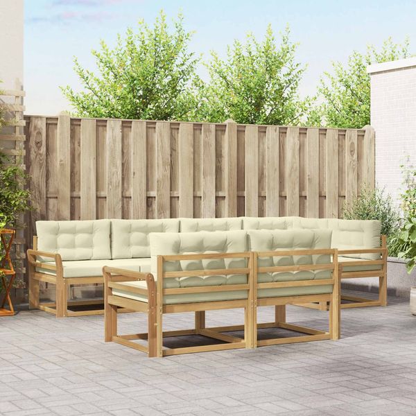 vidaXL Outdoor-Sofagarnitur mit Kissen 6 pcs Weiß und Creme Polyester 3386584