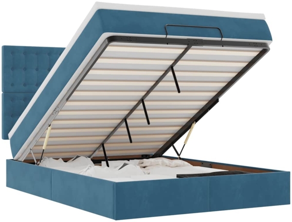 vidaXL Ottoman-Bett mit Matratzen & LEDs Dunkelblau 140x190 cm Samt 3314466