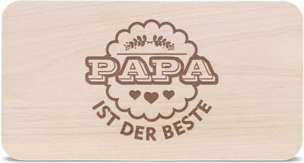 GRAVURZEILE Schneidebrett Frühstücksbrettchen Brettchen mit Gravur - Papa ist der Beste, Holz, (Kein Set), Geschenk für Papa zum Vatertag Geburtstag