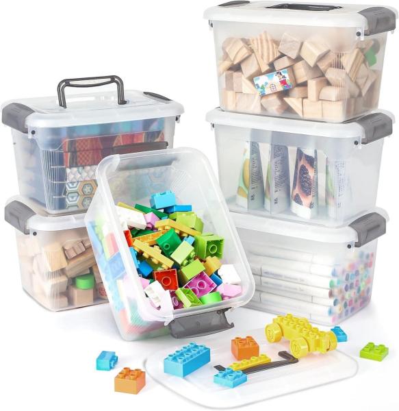 Citylife 6er-Set Aufbewahrungsbox 5L Griff Deckel Klein Transparent stapelbar