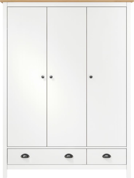 vidaXL Kleiderschrank mit 3 Türen Hill Weiß 127x50x170 cm Kiefernholz 288954