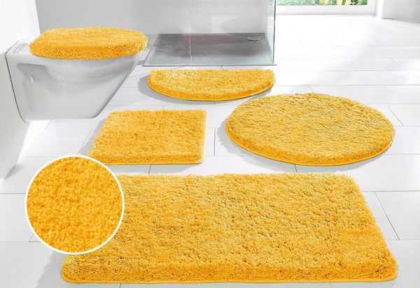 OTTO home Badematte Sanremo, Badvorleger, Badezimmer Teppich, sehr weich, Höhe 30 mm, rutschhemmend beschichtet, schnell trocknend, fußbodenheizungsgeeignet, Polyester, rechteckig, Badteppich, unifarben, rechteckig, rund & als 3-tlg. Set erhältlich