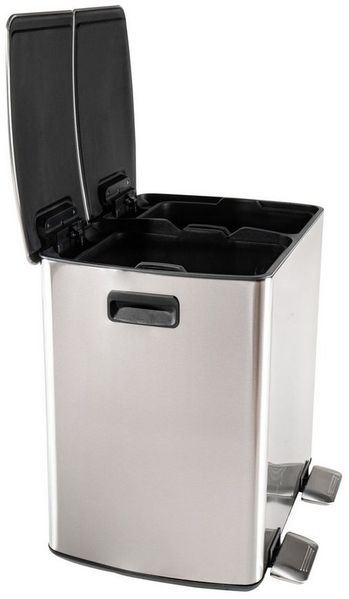 HTI-Living Mülltrennsystem Mülleimer mit 2 Kammern Jannik 40 Liter Silber, Mülltrennsystem Edelstahl